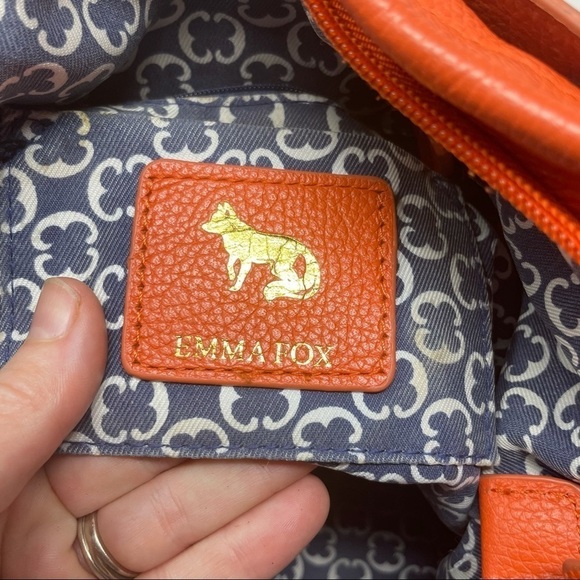 Emma Fox Leather Shoulder Bag – Orange with Blue/White Lining - Picture 9 of 13